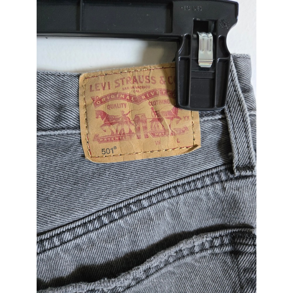 Levis 501 Original Distressed Gray Denim Cutoff Shorts Women Size W25 Button Fly - Picture 4 of 11